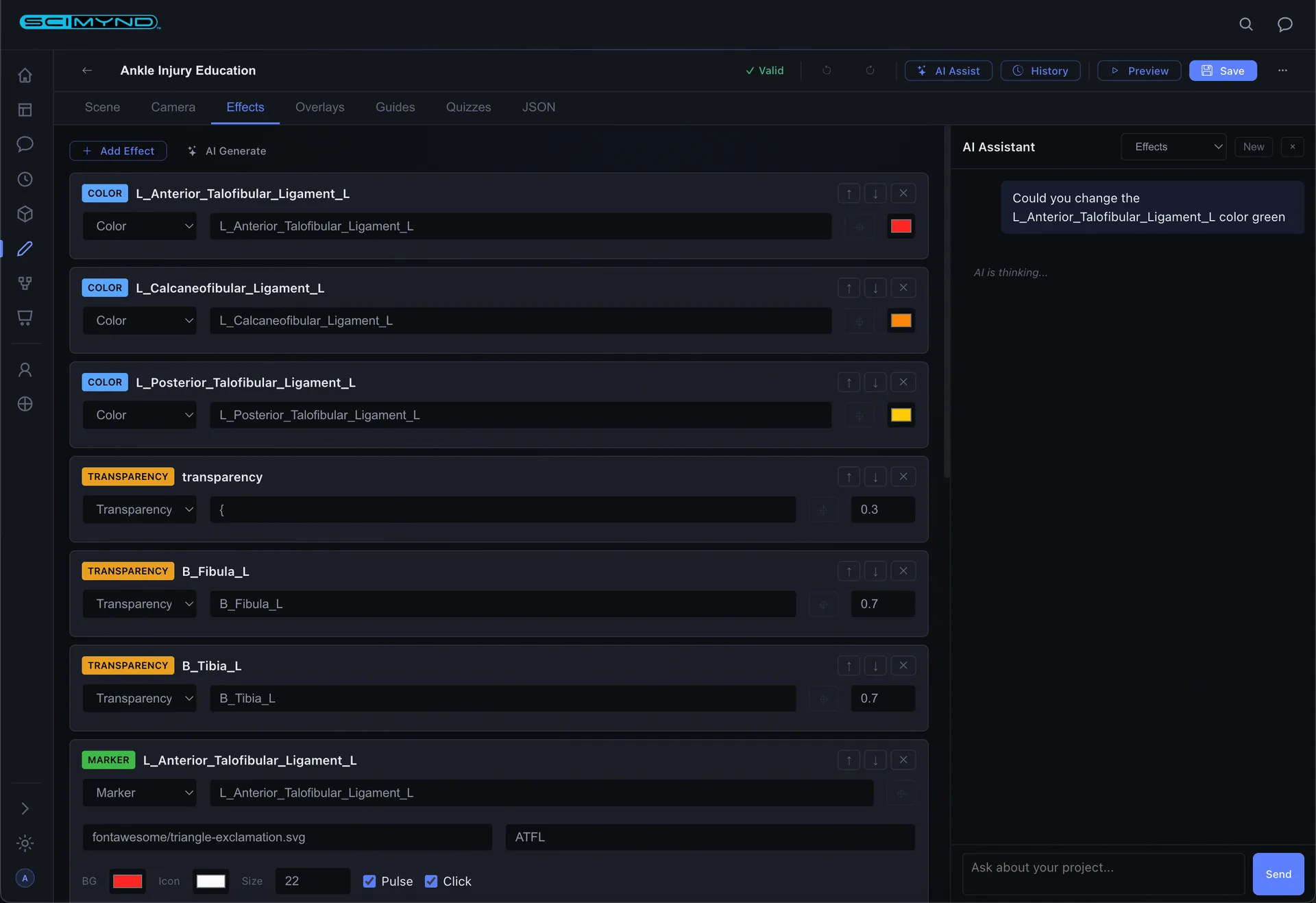 AI Assistant generating effects