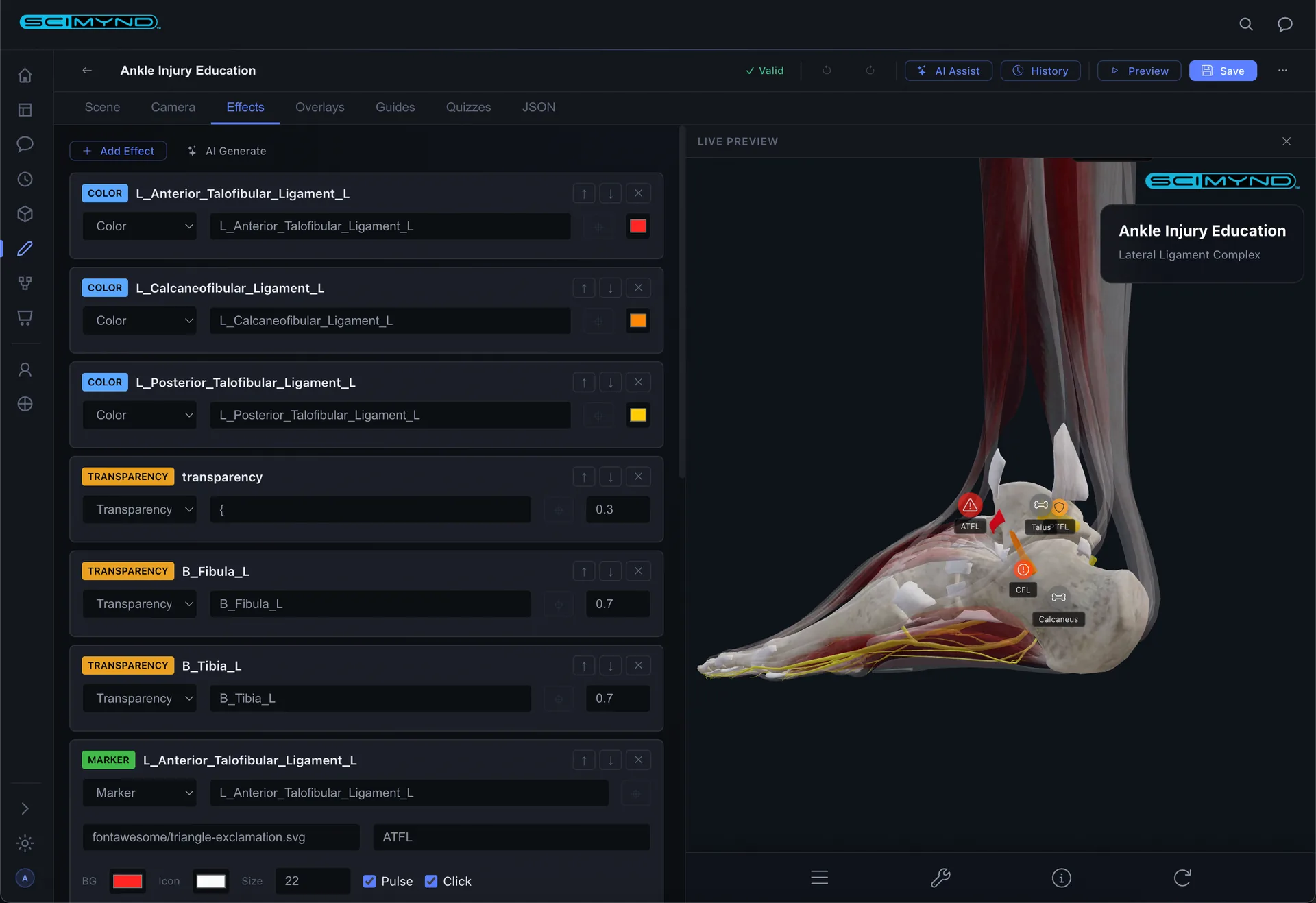 Visual effects: color, transparency, markers